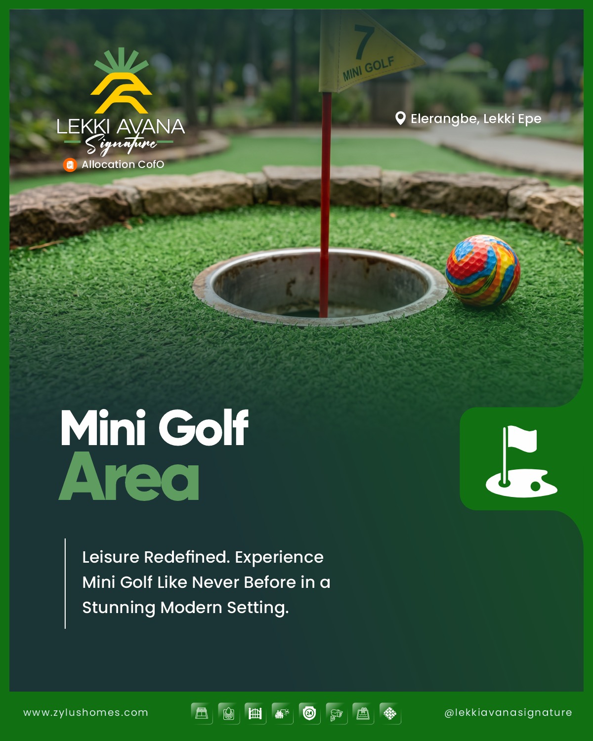 Concept for a mini golf area