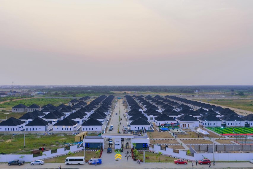 Wide aerial view of Lekki Avana estate development
